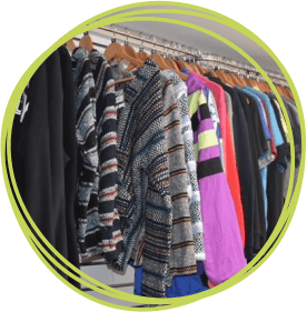 charity shop clothes rail